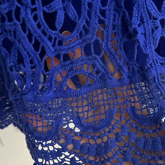 ELLA Moss Anthropologie High low Crochet Lace Electric Blue Skirt S Grannycore - Picture 7 of 13
